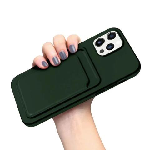Silicone Case with Card Holder iPhone 12/12 Pro - Military green
