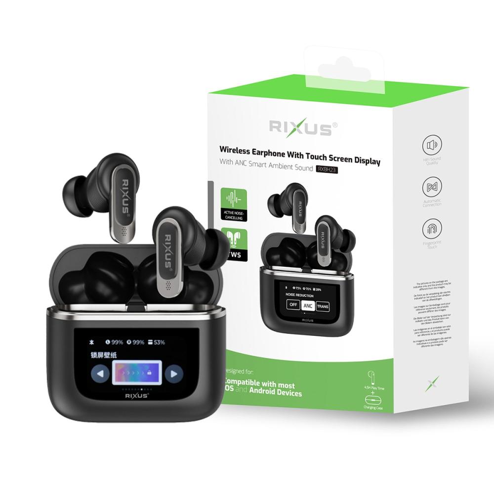 Rixus Wireless Travel Pro hörlurar med pekskärm Svart