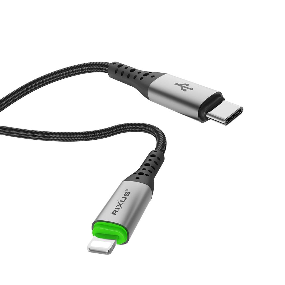 Automatisk frånkoppling USB-C till Lightning kabel - Svart