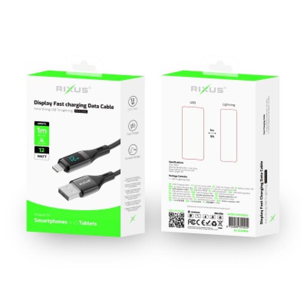 USB till Lightning-kabel med LED-skärm/ Svart