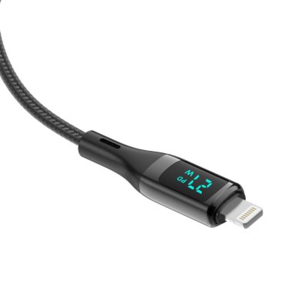 USB till Lightning-kabel med LED-skärm/ Svart