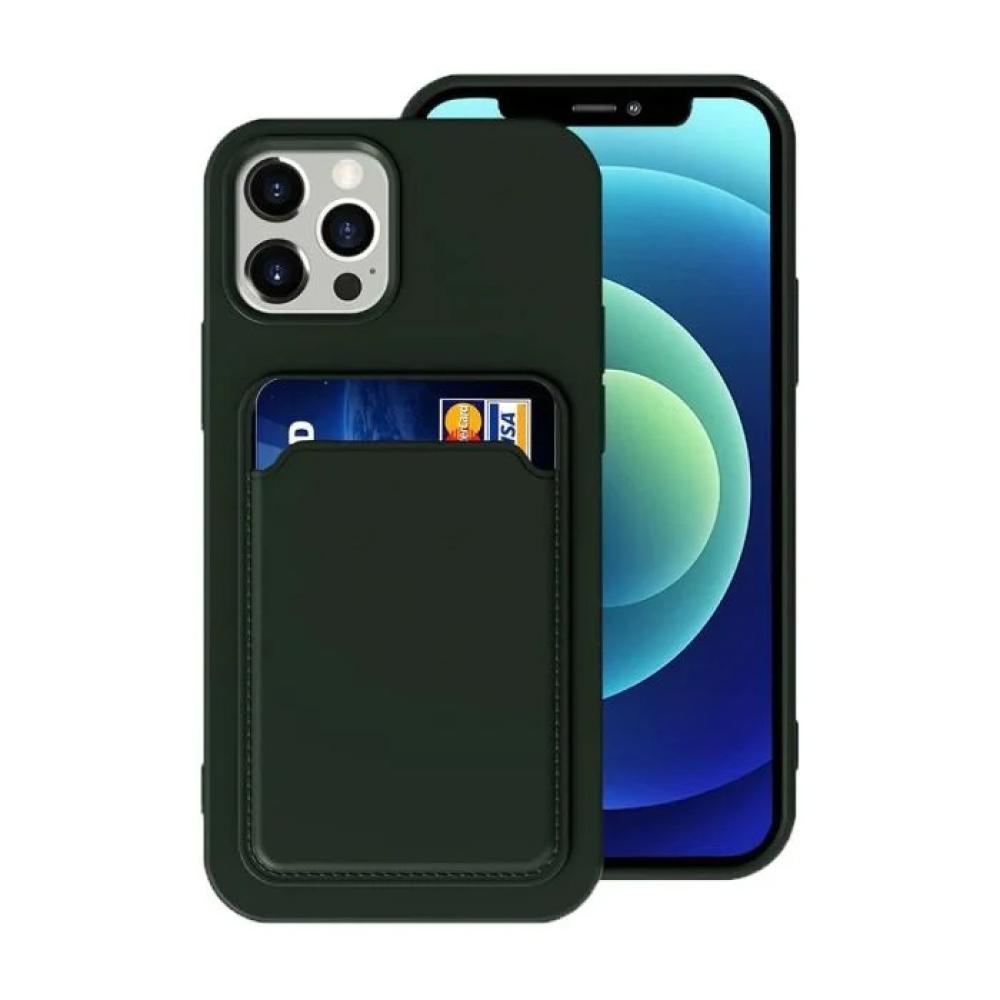 Silicone Case with Card Holder iPhone 12/12 Pro - Military green