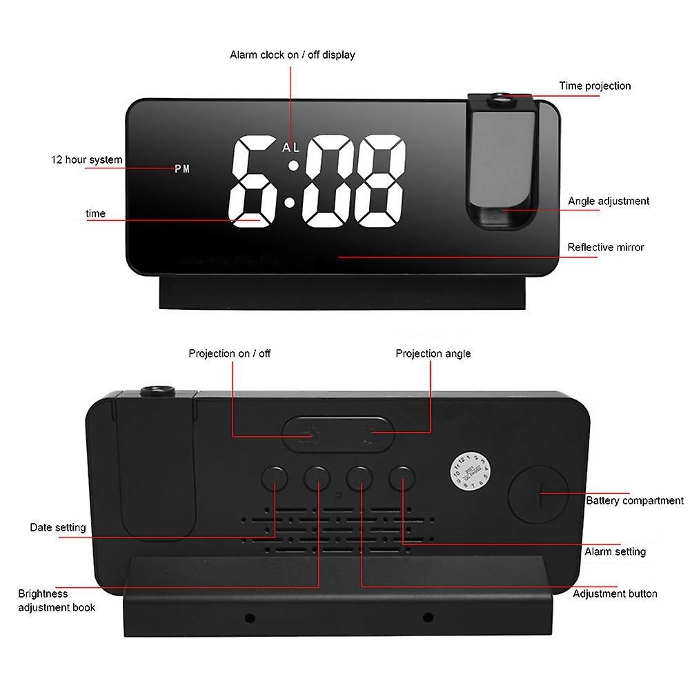 Smart Digital Projection Clock Justerbar Mute Automatisk Desktop
